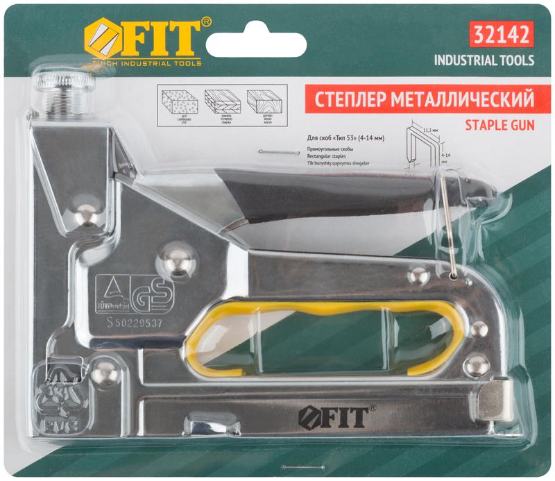 Степлер для узких скоб "тип 53" 4-14мм с регулировкой силы удара метал. корпус FIT 32142