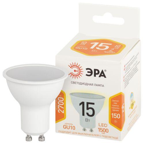 Лампа светодиодная STD MR16-15W-827-GU10 15Вт MR16 2700К тепл. бел. GU10 Эра Б0066825