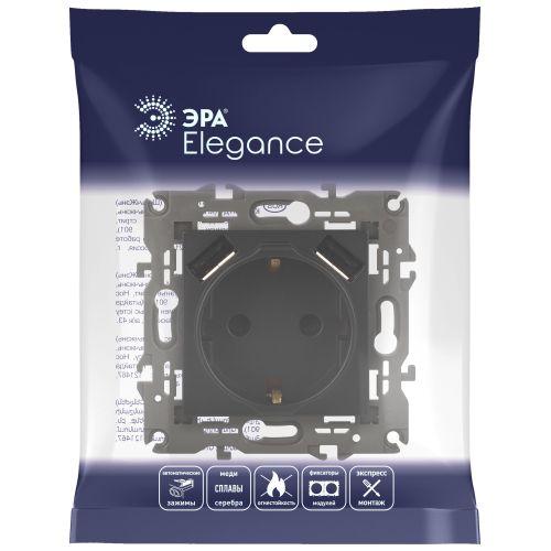 Розетка 16А 250В 2P+E с 2хUSB 5В-3А защ. шторки Elegance антрацит 14-4109-05 ЭРА Б0047871