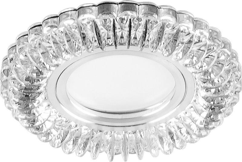 Светильник CD904 50Вт G5.3 MR16 потолочн. встраив. со светодиод. подсветкой 15LEDх2835 SMD 4000К с драйвером в комплекте прозр. хром FERON 28977