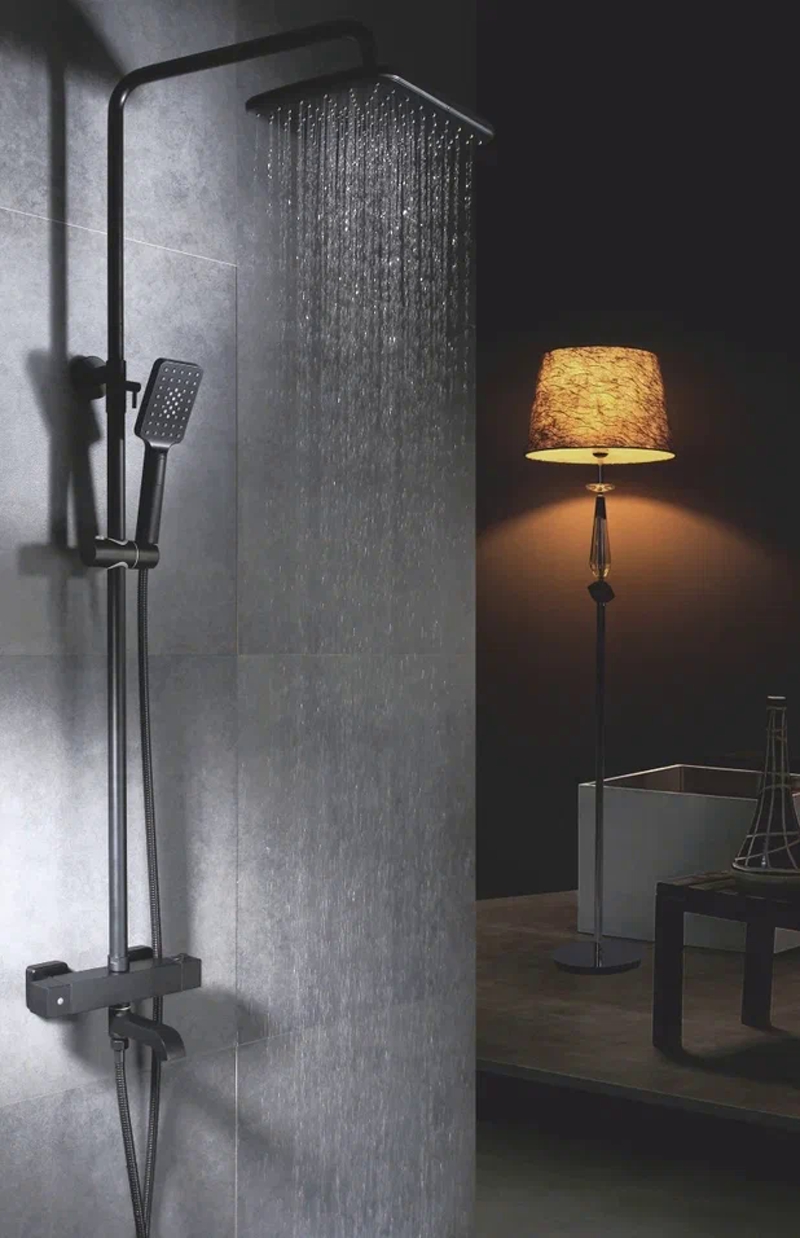 Душевая система с термостатом Rose R3536H, черный