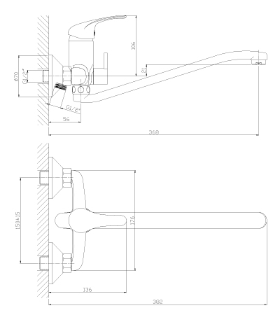 Смеситель для ванны Rossinka A (A35-34)