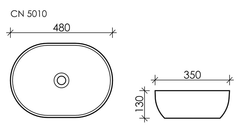 Умывальник чаша накладная овальная Element 480*350*130мм, CN5010