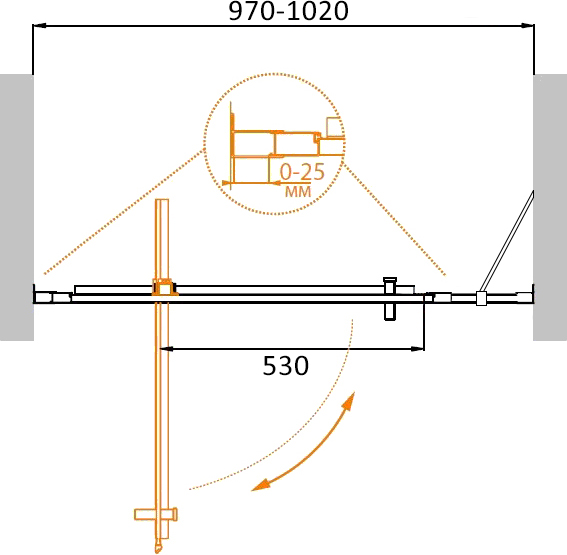 Душевая дверь CEZARES MOLVENO-BA-11-80+20-C-Cr-IV