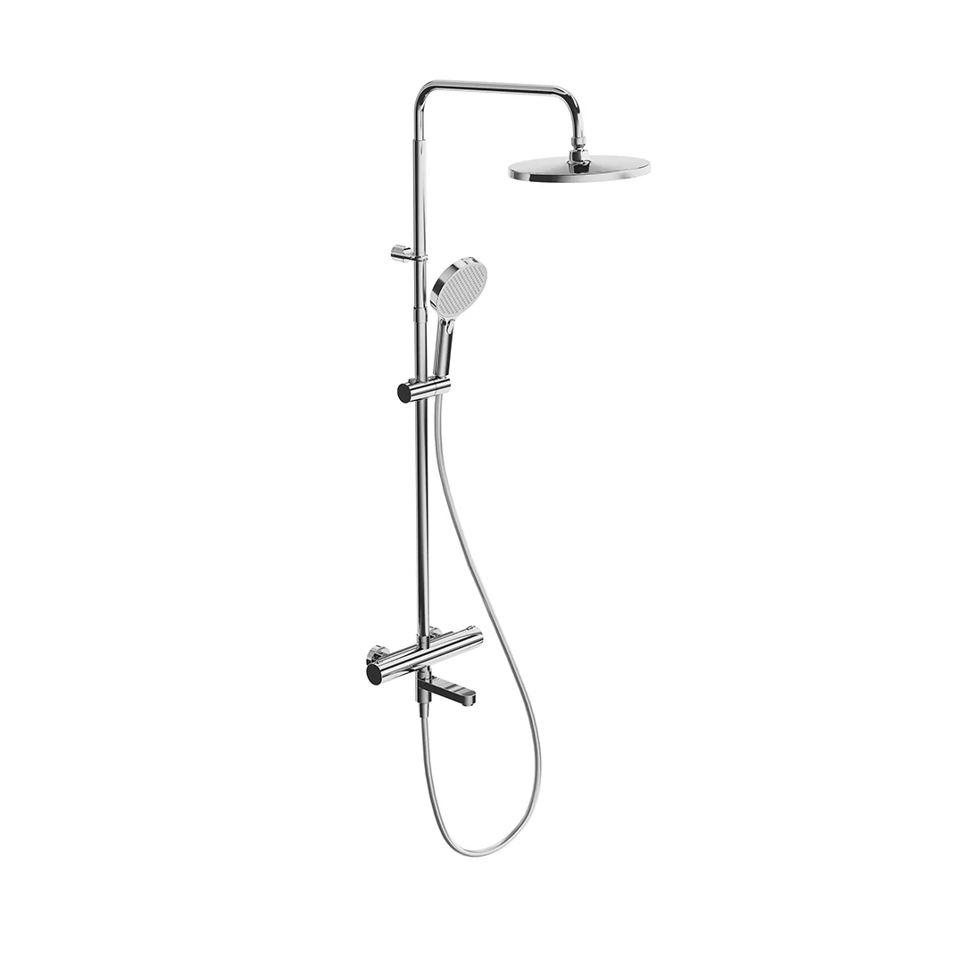 Душевая колонна FONTE на 3 потока с пов.изливом с термостатическим смесителем, хром