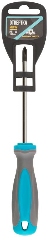 Отвертка CrV сталь прорезиненная ручка PH1х100мм MOS 53703М
