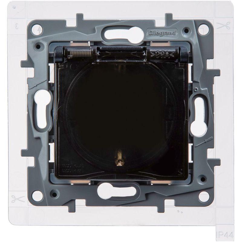 Розетка 1-м СП Etika 16А IP44 250В с заземл. со шторками с защ. крышкой безвинтов. зажимы антрацит IEK 672626