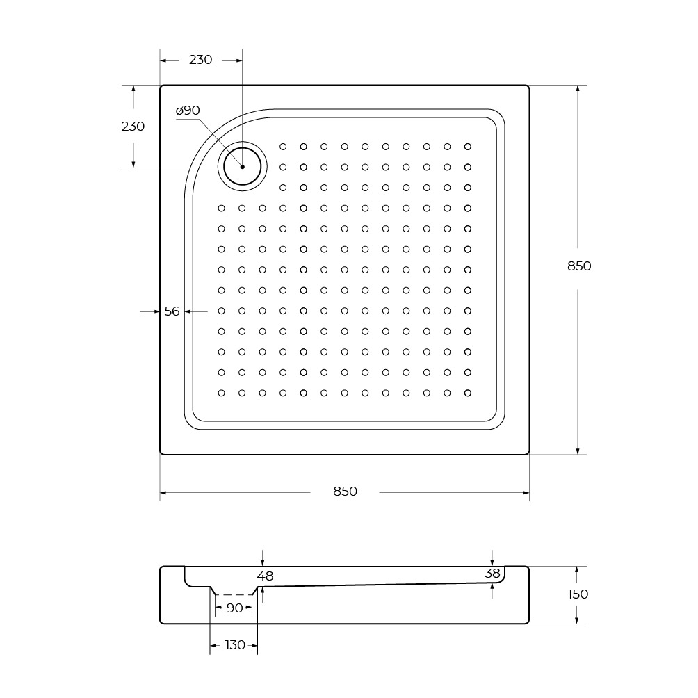 Акриловый поддон BelBagno TRAY-BB-A-85-15-W