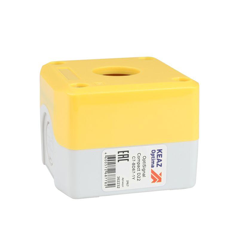Корпус кнопочного поста OptiSignal Compact D22 С7-BD67-1Y желт. 1 отв. IP67 XALK01 КЭАЗ 362232
