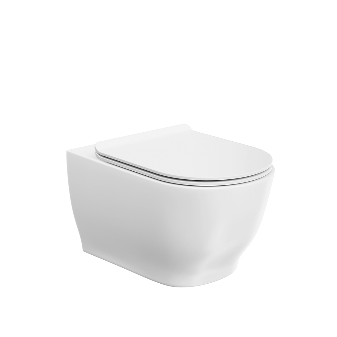 Унитаз Modula подвесной безободковый с крепежом, белый глянцевый