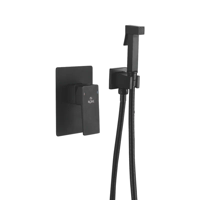 Гигиенический душ со смесителем Rose R2805H, черный