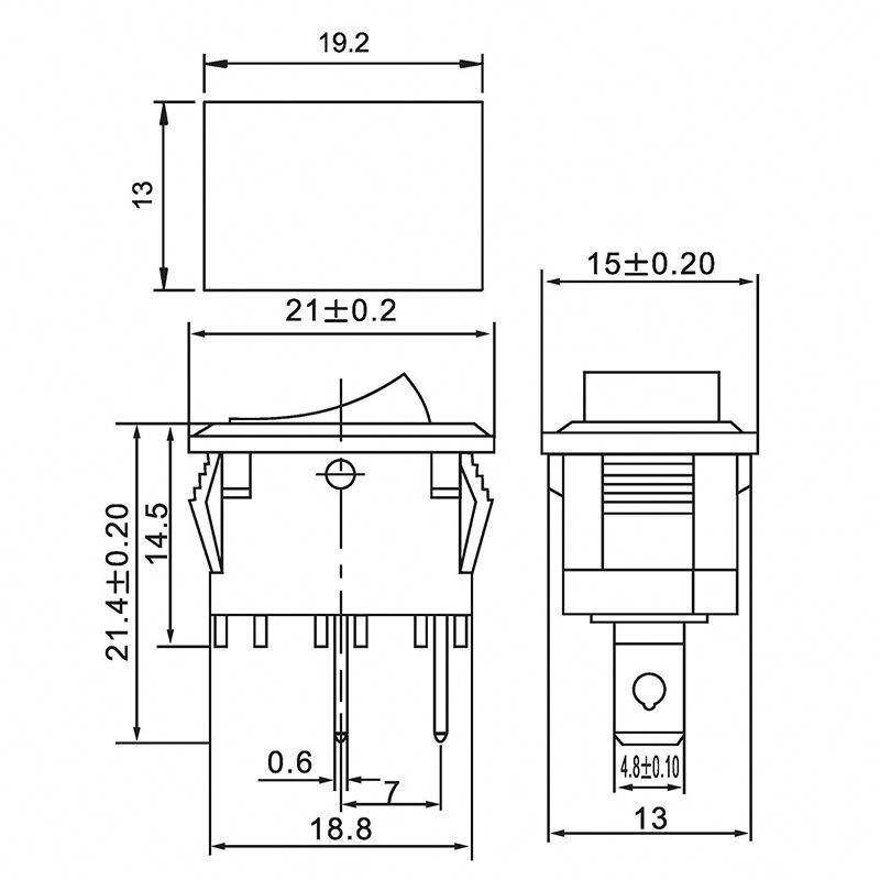 Выключатель клавишный 250В 6А (2с) ON-OFF черн. Mini (RWB-201; SC-768) Rexant 36-2110