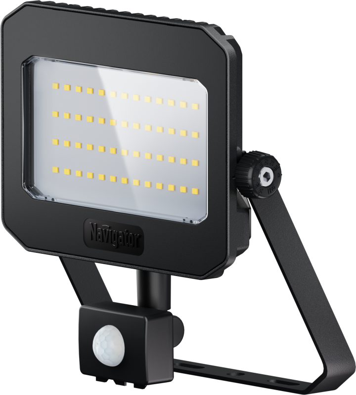 Прожектор светодиодный 95 200 NFL-05-50-4K-BL-D110-SNR-LED 50Вт 4000К IP65 6250лм с ИК датчиком движения черн. NAVIGATOR 95200