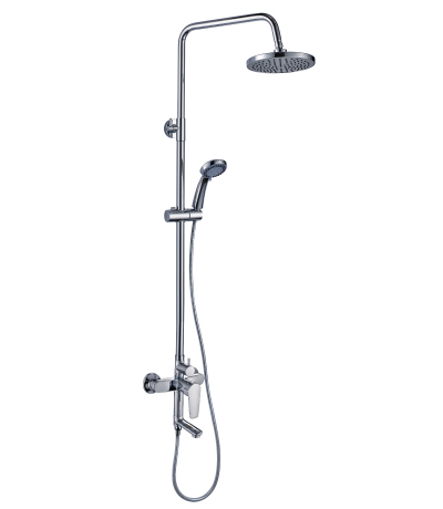 Смеситель для ванны и душа Rossinka S с регулируемой высотой штанги и лейкой Тропический дождь (S35-46)