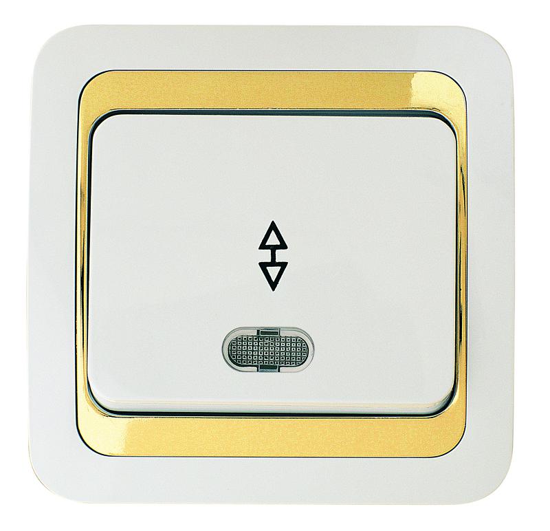 Выключатель проходной Mimoza с подсветкой с зол. вставкой Makel 12225