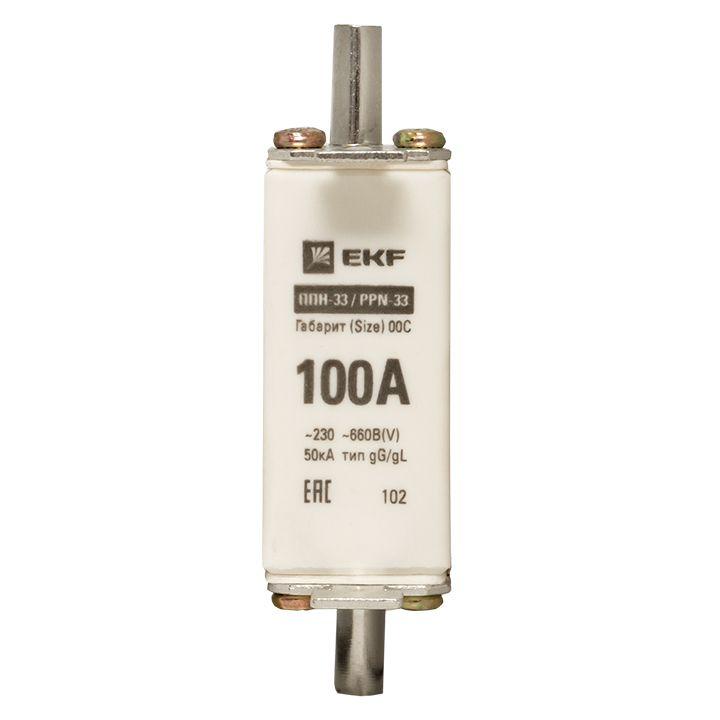 Вставка плавкая ППН-33 100/100А 50кА габарит 00С PROxima EKF fus-33/100