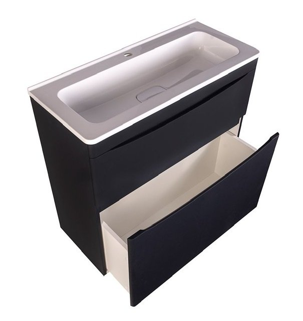 Тумба напольная "Бергамо мини 90" (2 ящ.) Люкс антискрейтч черный, PLUS