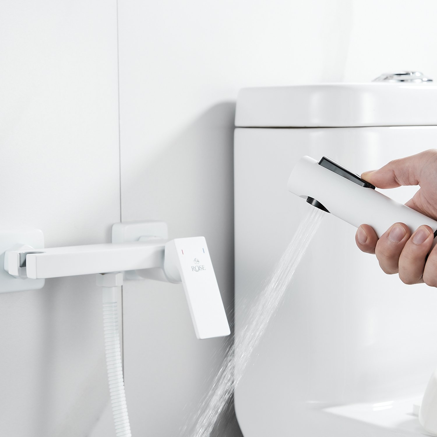 Гигиенический душ со смесителем Rose R1805C-1, белый