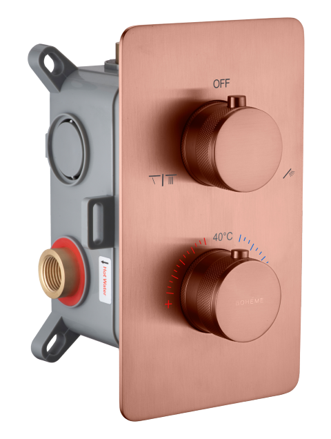 Смеситель встроенный с термостатом 2-х проходной CELL COPPER BRUSHED