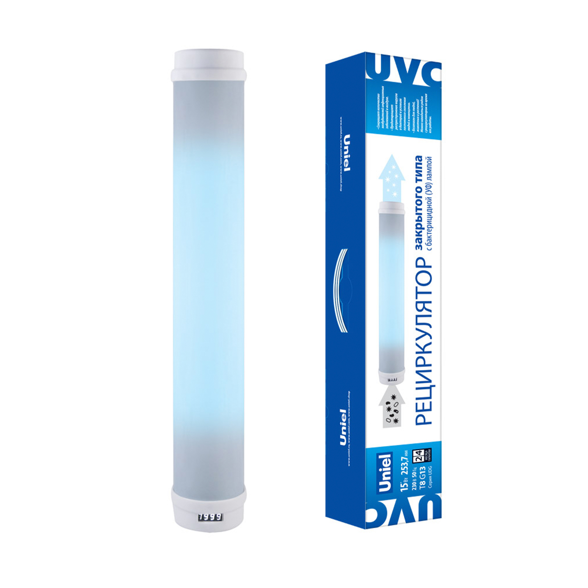 Рециркулятор закрытого типа с бактерицидной лампой T8 Настенный Без озонирования 253,7 нм UDG-M30A UVCB WHITE Корпус белый