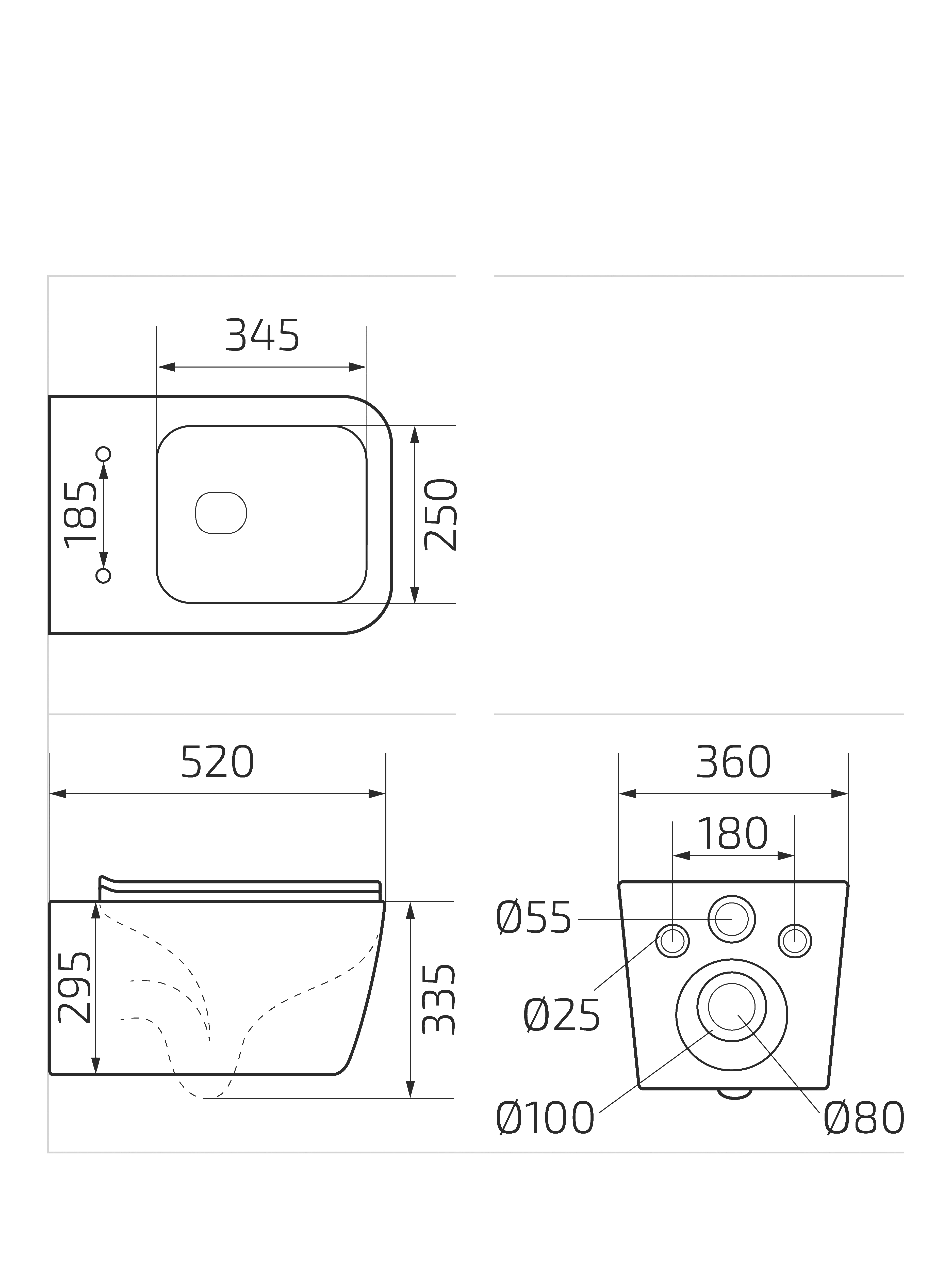 Унитаз подвесной Gid Tr2144BL 62224Y черная глянцевая 52x36x33.5
