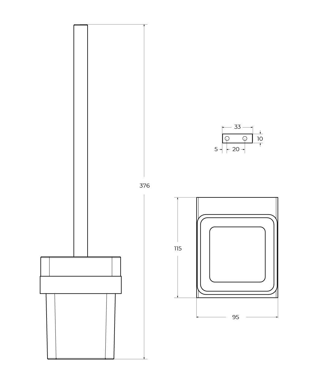 Ёршик для унитаза подвесной CEZARES SLIDER-TBS-V-GM