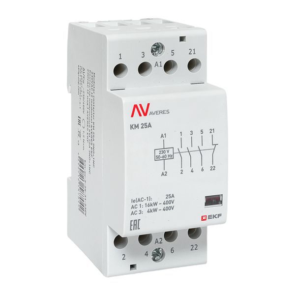 Контактор модульный КМ 25А 3NO+1NC 230В AC (2 мод.) AVERES EKF km-av-2-25-31-230V