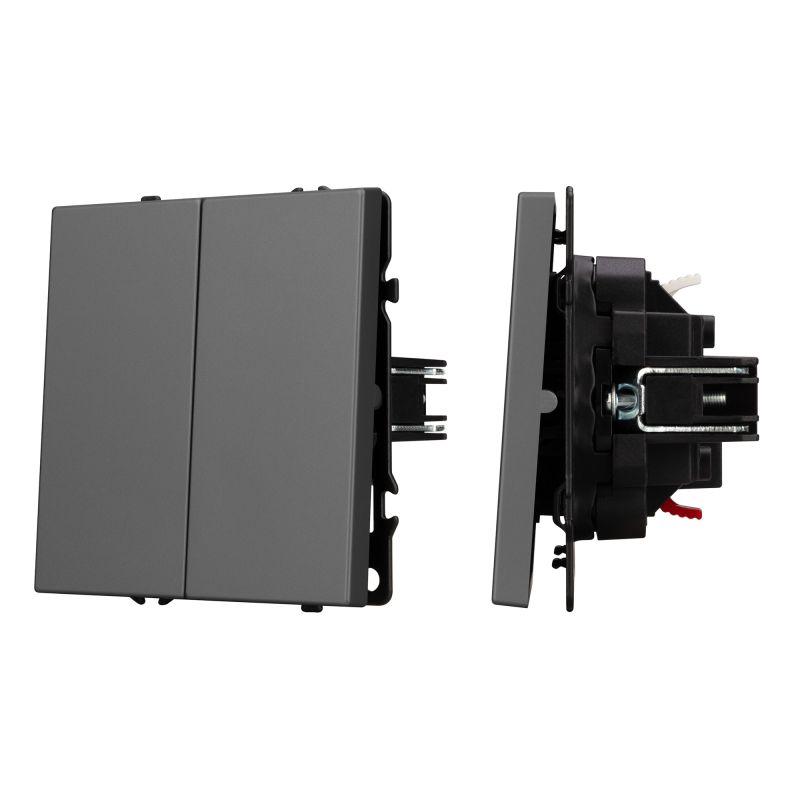 Механизм выключателя двухклавишный проходной SWT-NOBE-MKP2-SFPL-GR 230В 10А Arlight 054257