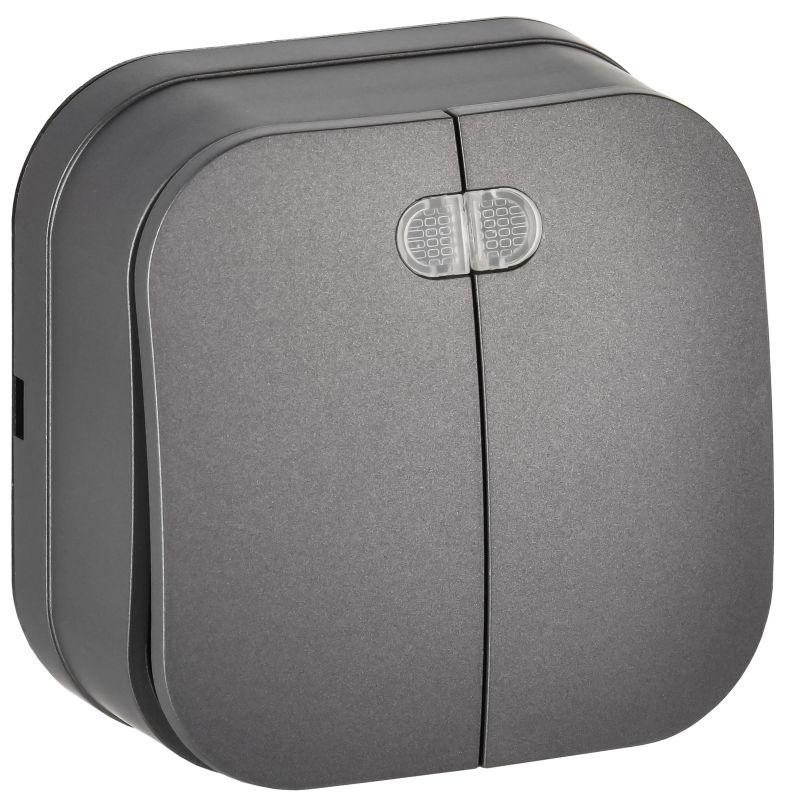 Выключатель 2-кл. ОП GLORY ВС20-2-1-ХСм 10А с индикацией сталь матов. IEK EVH21-K46M-10