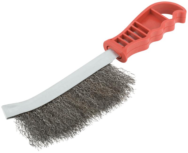 Корщетка с изогнутой пластиковой ручкой стальная тип А MOS 38422М