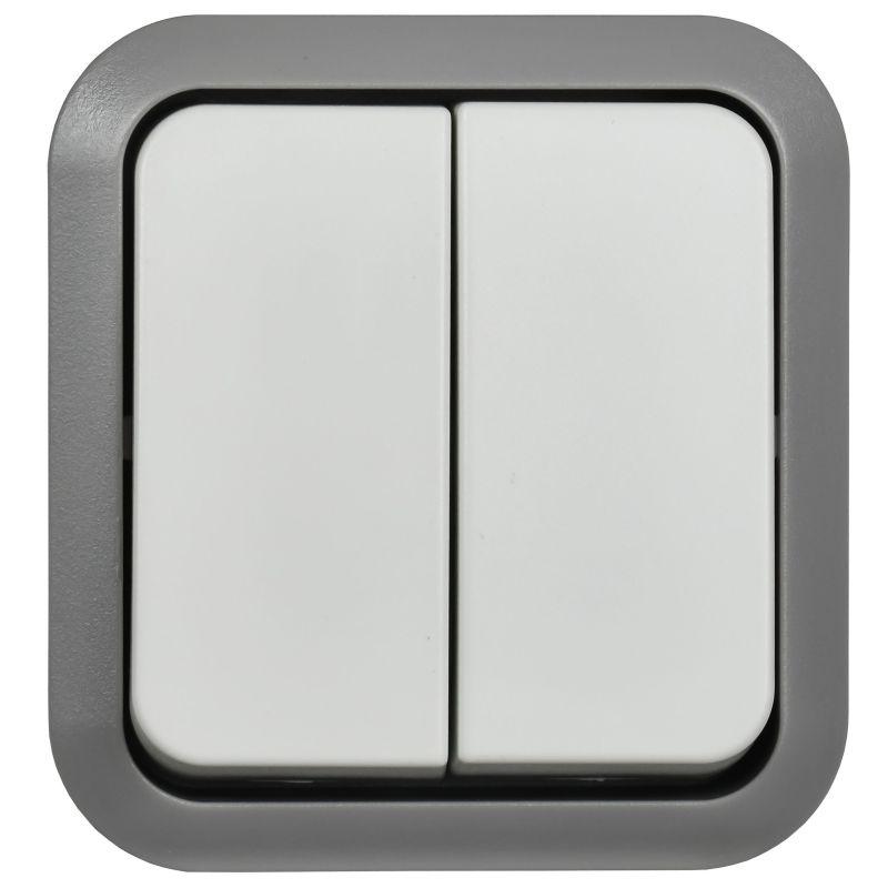 Выключатель проходной 2-кл. ОП TORS TS225 10А IP55 сер./бел. IEK TS-V22-0-10-55-K41