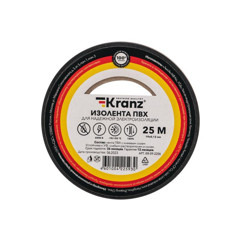 Изолента ПВХ 0.13х19мм 25м черн. Kranz KR-09-2206