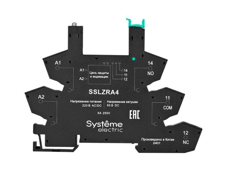 Розетка 230В AC/DC для реле интерфейсного 60В DC push-in зажим SE SSLZRA4