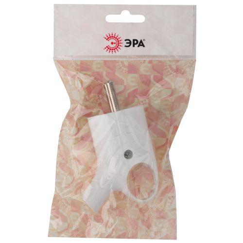 Вилка с заземл. угловая с кольцом 16А бел. Vx4-W ЭРА Б0039676