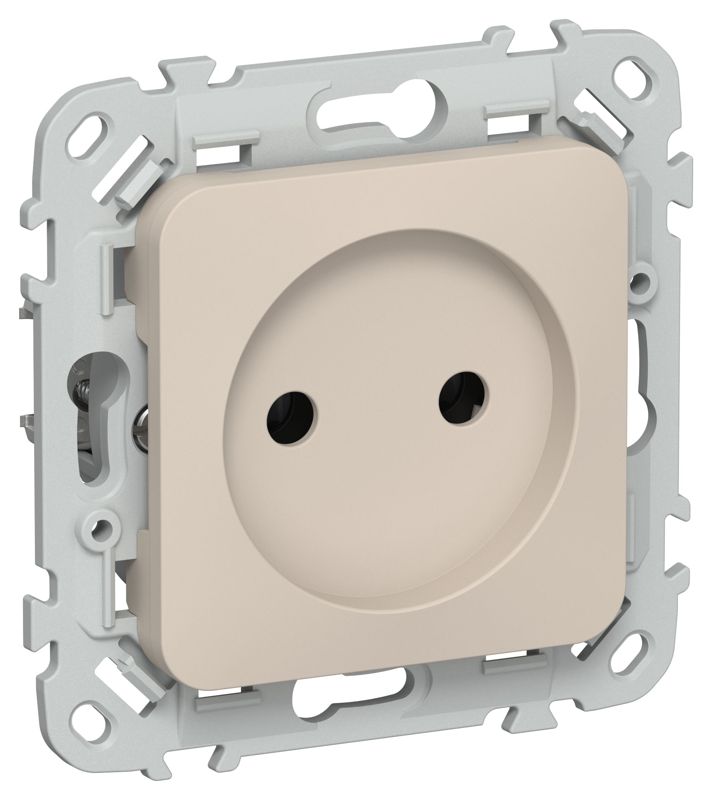 Розетка СП FLITE РС01-1-ФлЛ 10А без заземл. без защ. шторок безвинтовое крепление механизм льняной IEK FI-R10-10-1-K88