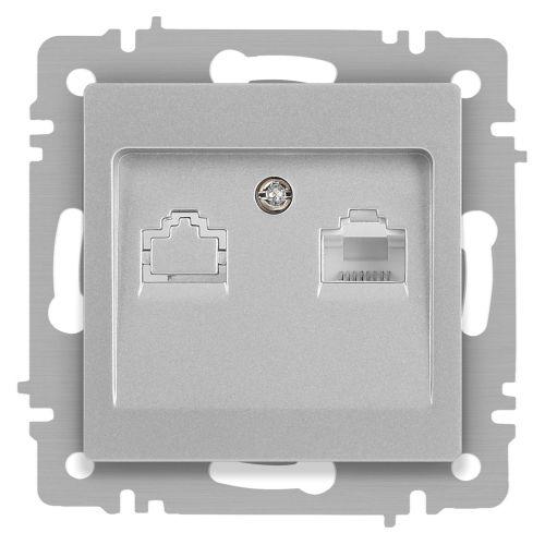 Розетка компьютерная 1-м СП Accent 6-303-03 RJ45 IP20 алюм. Intro Б0063630