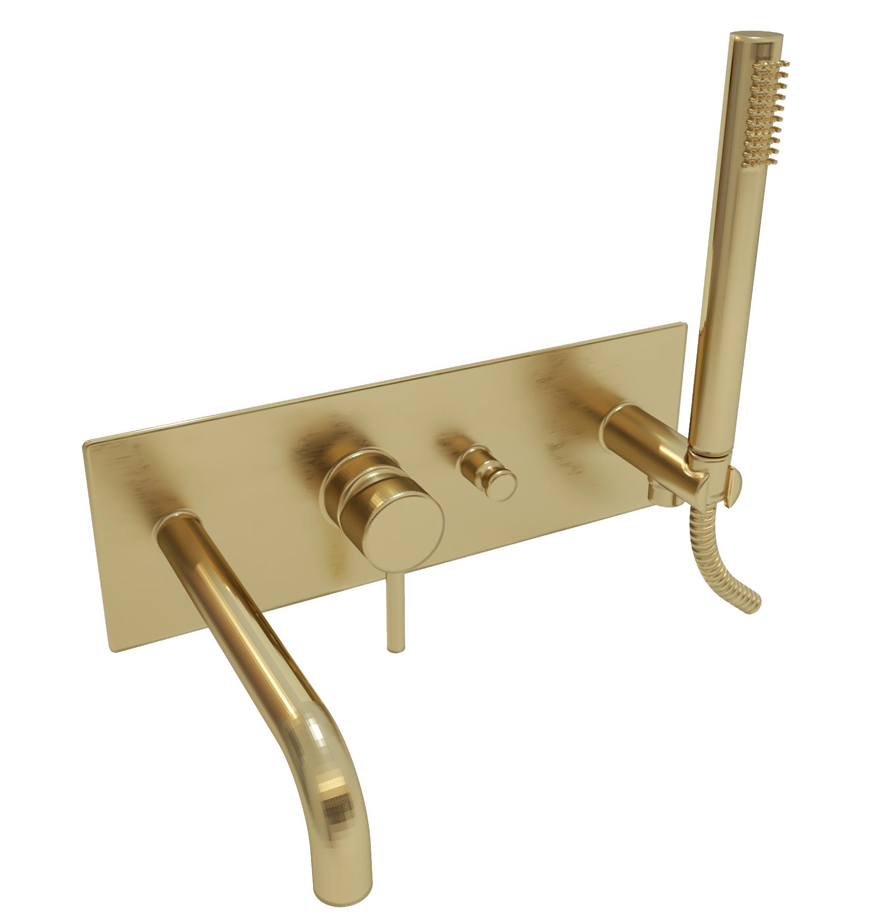 Смеситель для ванны Paffoni LIGHT LIG001HGSP встраиваемый Золото медовое брашированное