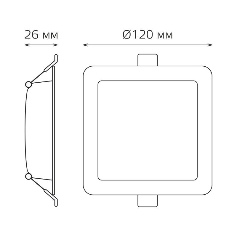 Светильник светодиодный Basic Downlight 9Вт 4000К IP20 720лм 170-260В 120х26 квадрат бел. GAUSS 9031420209