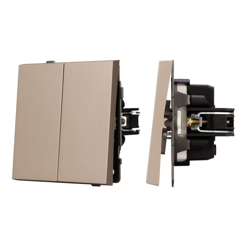 Механизм выключателя двухклавишный непроходной SWT-TENDO-MK02-PL-GD 230В 10А Arlight 054061