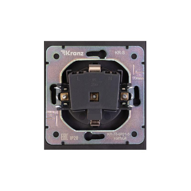 Розетка 1-м СП STRONG MIELE 16А с заземл. защ. шторки антрацит Kranz KR-78-0701-5