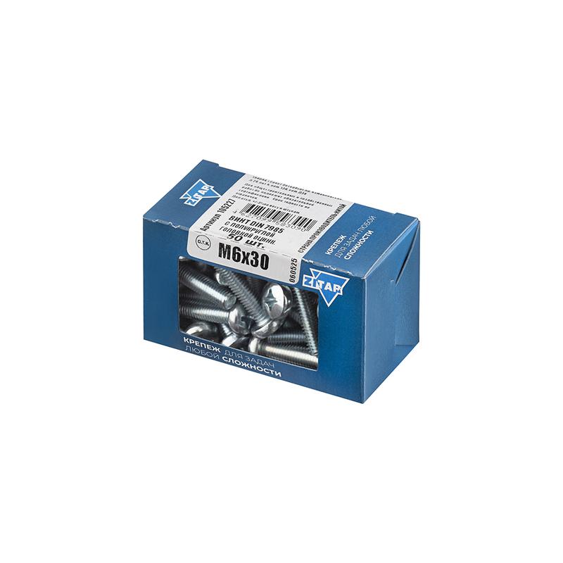 Винт с полукруглой головкой М6х30 DIN 7985 оцинк. (уп.50шт) Tech-Krep/Zitar 105227