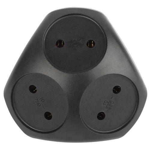 Разветвитель электрический SPx-3-B на 3 розетки без заземл. 10А черн. Эра Б0059721