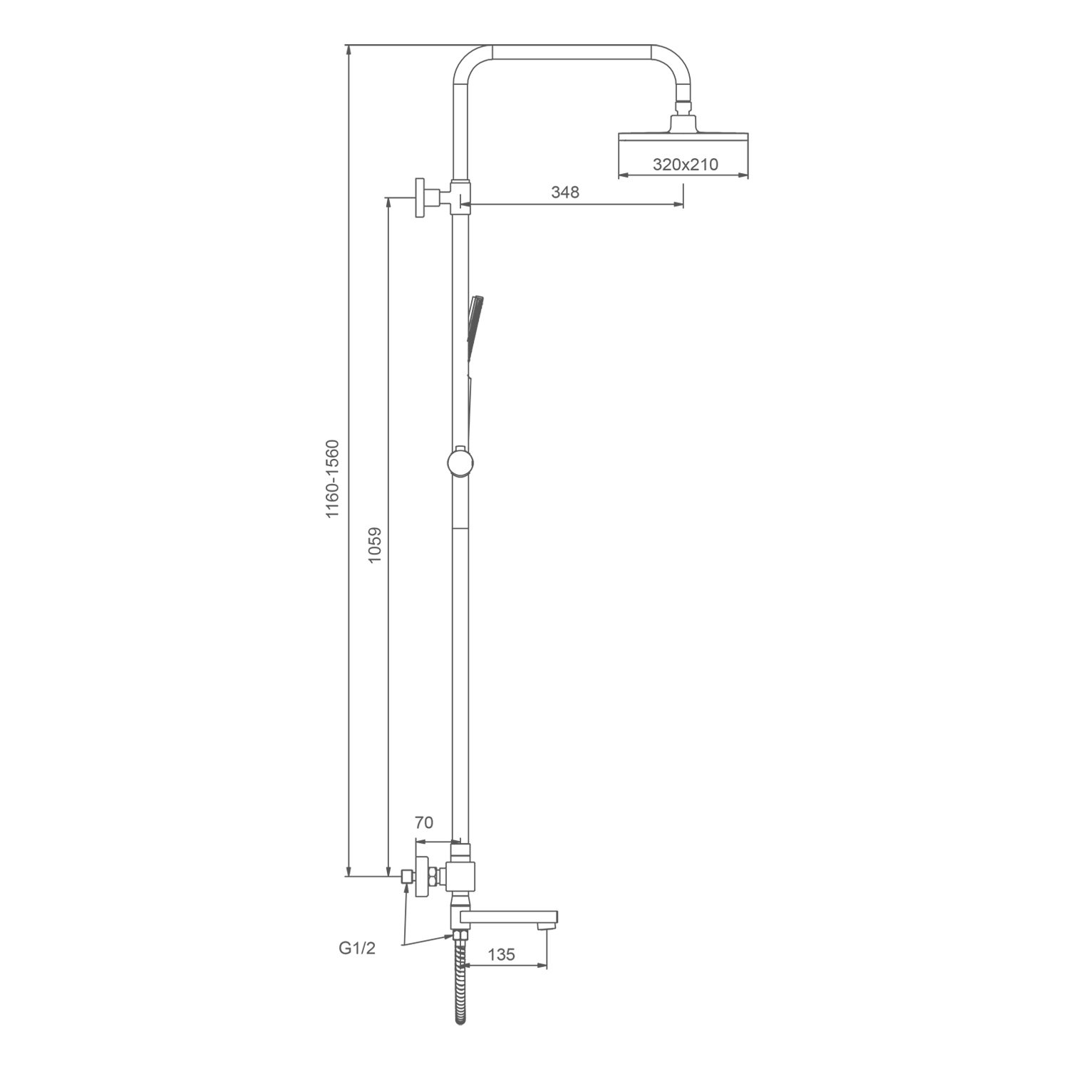 Душевая система с термостатом Splenka S224.26, хром