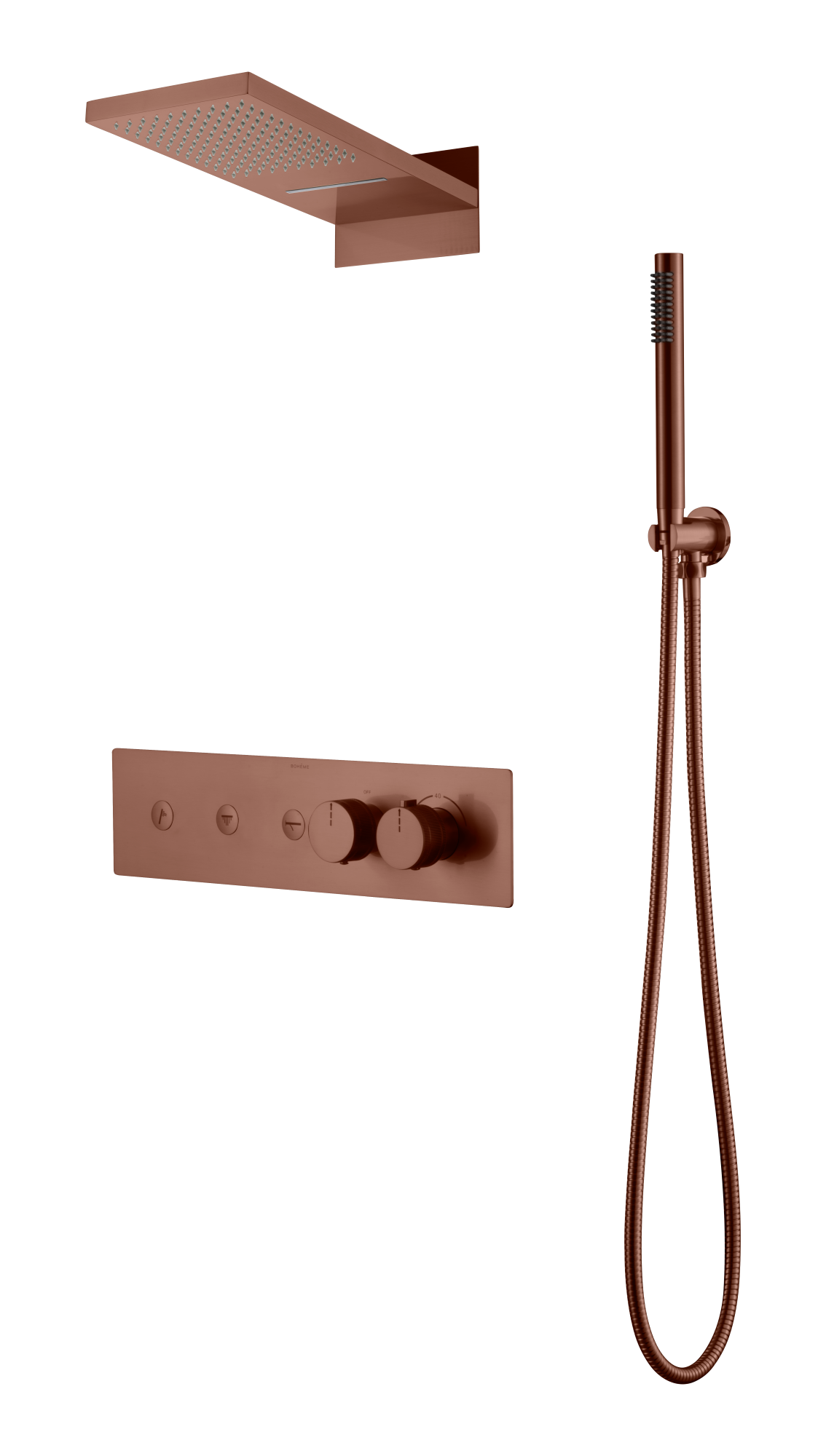 Встроенная душевая система FUSION с термостатом, трехпозиционная BRUSHED BRONZE