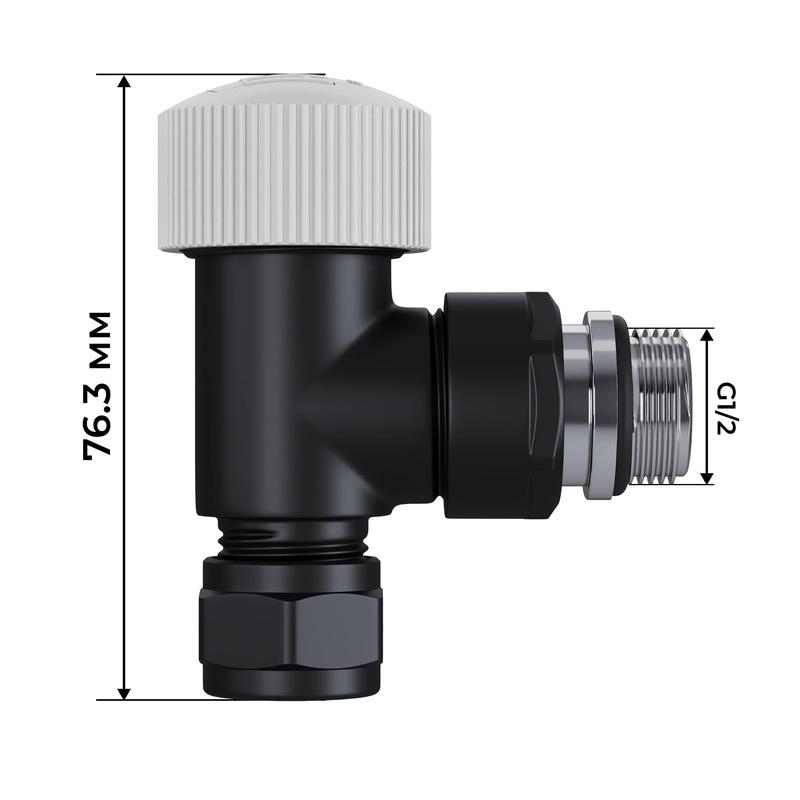 Набор термостатический угловой Design Pro 15мм М30х1.5 черн. Royal Thermo НС-1646650