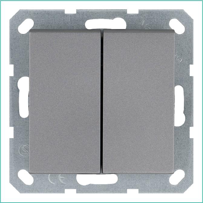 Переключатель проходной 2-кл. 10А IP20 механизм алюм. Jasmart G3022S