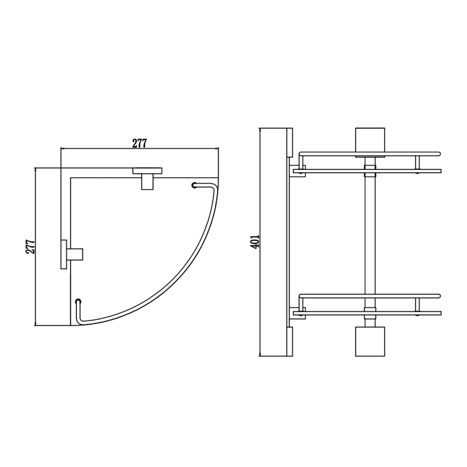 Полка угловая стеклянная Savol S-065322Q, графит