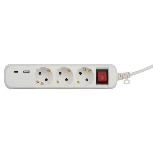 Удлинитель 3х5м с заземл. 10А 1xUSBA+1xUSBC с выкл. UB-3es-5m-USB Эра Б0052899