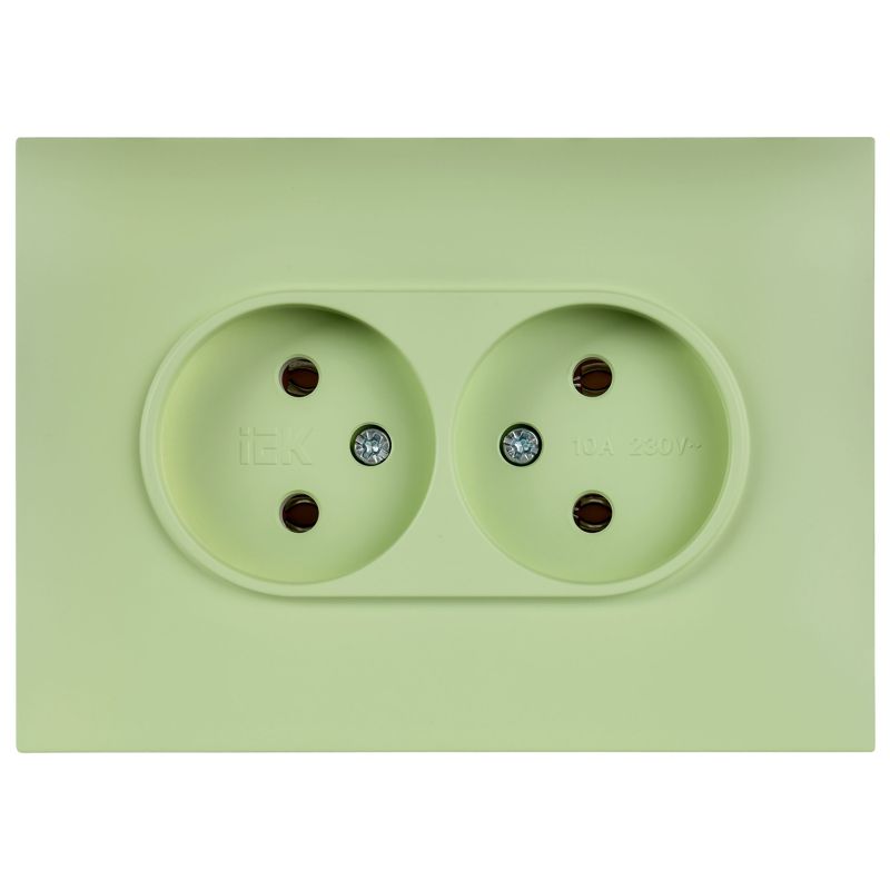 Розетка 2-м SKANDY 10А без заземл. без защ. шторок в сборе SK-R10G мятный IEK SK-R20-10-K06-F
