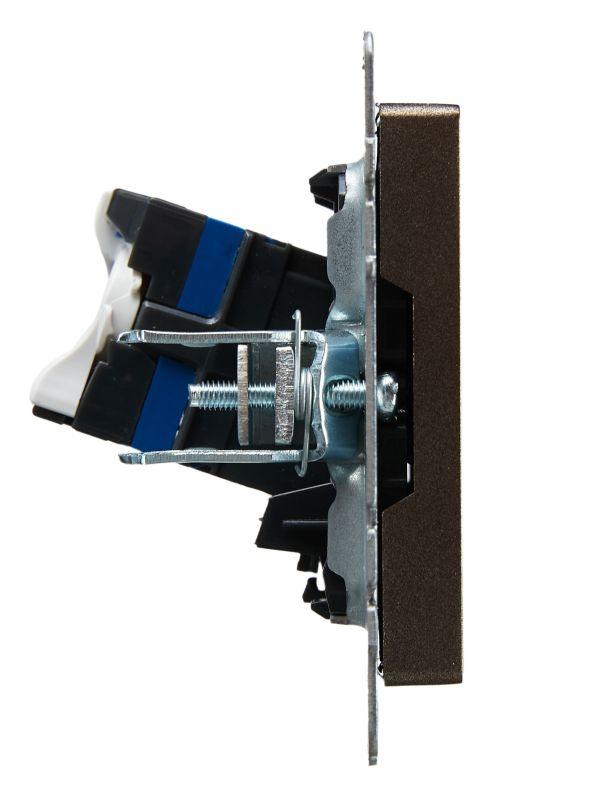 Розетка компьютерная СП RJ45 кат.6 BRITE РК11-БрТБ механизм бронза IEK BR-K10-2-K45